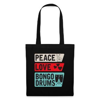 Peace Love Bongo Drums Music Instrument - Tote Bag - black - Front