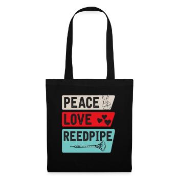 Peace Love Reed Pipe Music Players - Stoffbeutel - Schwarz - Vorne