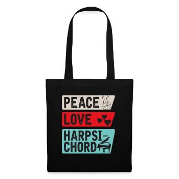 Peace Love Harpsichord Piano Music - Tote Bag - black - Front