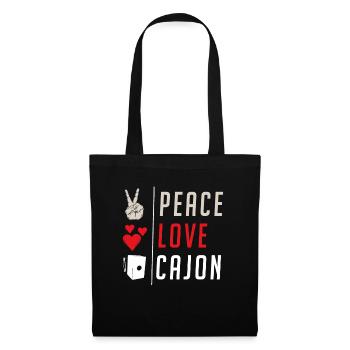 Peace Love Cajon Instrument Cajon Drum - Stoffbeutel - Schwarz - Vorne