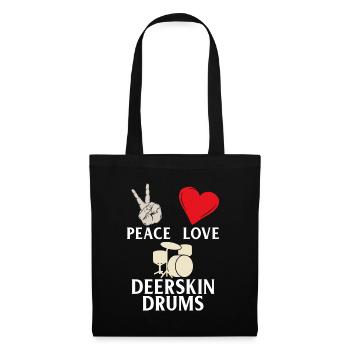 Peace Love Deerskin Drums Instrument - Tote Bag - black - Front
