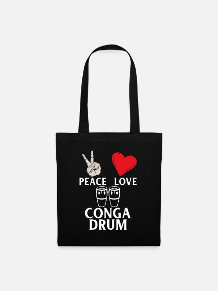 Peace Love Conga Drum Conga Drums Player - Stoffbeutel - Schwarz