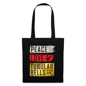 Peace Love Instrument de cloches tubulaires - Sac en tissu - noir - Devant