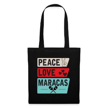 Peace Love Maracas Music Instrument - Stoffbeutel - Schwarz - Vorne