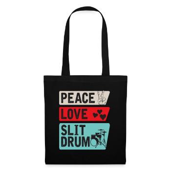 Peace Love Slit Drum Tambour à fente africain - Sac en tissu - noir - Devant