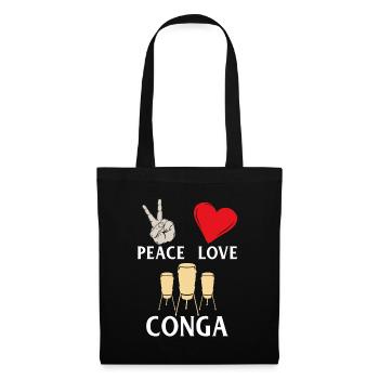 Peace Love Conga Music Instrument - Stoffbeutel - Schwarz - Vorne