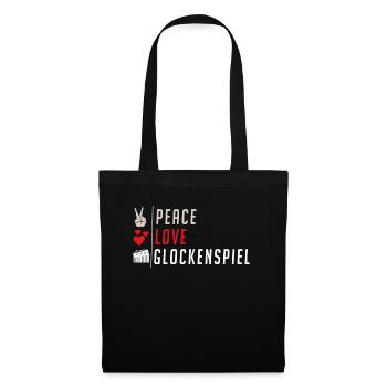 Peace Love Glockenspiel Music Instrument - Stoffbeutel - Schwarz - Vorne