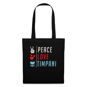 Peace Love Timpani Percussion Drôle - Sac en tissu - noir - Devant