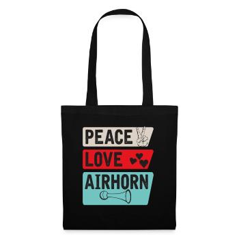 Peace Love Airhorn Music Airhorn Sound - Stoffbeutel - Schwarz - Vorne