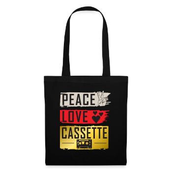 Peace Love Cassette Music Instrument - Stoffbeutel - Schwarz - Vorne