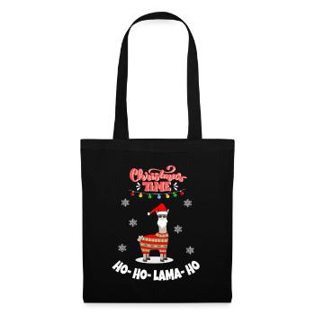Lama Christmas Weihnachten - Stoffbeutel - Schwarz - Vorne