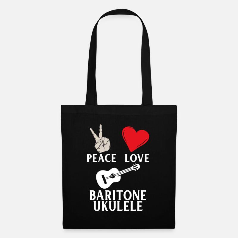 Peace Love Baritone Ukulele Hipster - Stoffbeutel - Schwarz