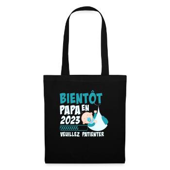 Bientôt Papa En 2023 Cadeau Annonce Grossesse - Sac en tissu - noir - Devant