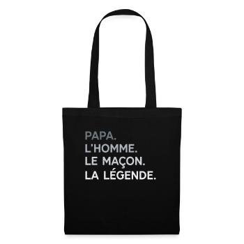 Papa Maçon L'Homme La Légende Cadeau Humour - Sac en tissu - noir - Devant