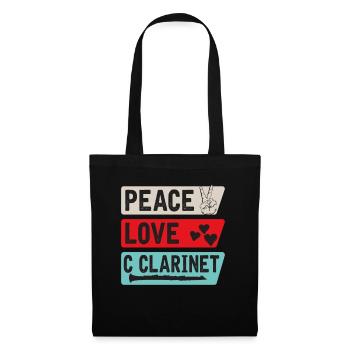 Peace Love C Clarinet Musical Instrument - Stoffbeutel - Schwarz - Vorne