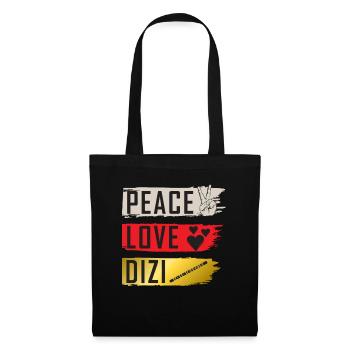 Peace Love Dizi Musical Instrument - Stoffbeutel - Schwarz - Vorne