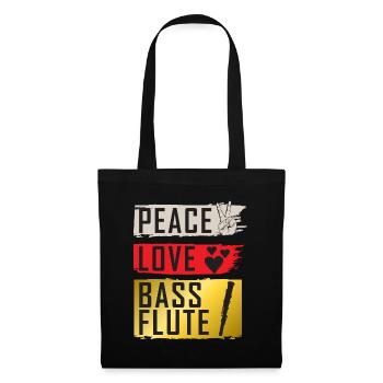Peace Love Bass Flute Musical Instrument - Tote Bag - black - Front