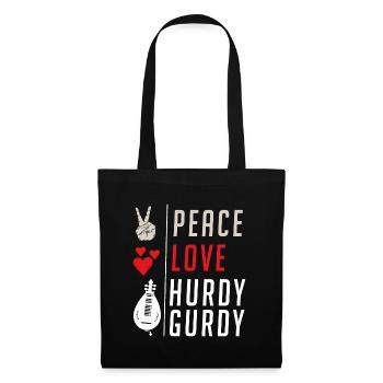 Peace Love Hurdy Gurdy Music Instrument - Tote Bag - black - Front