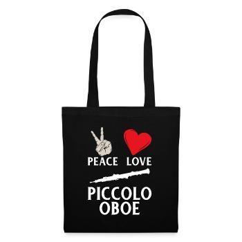 Peace Love Piccolo Oboe Music Instrument - Tote Bag - black - Front