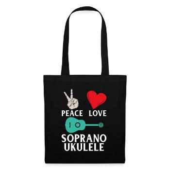 Peace Love Soprano Ukulele Instrument - Stoffbeutel - Schwarz - Vorne
