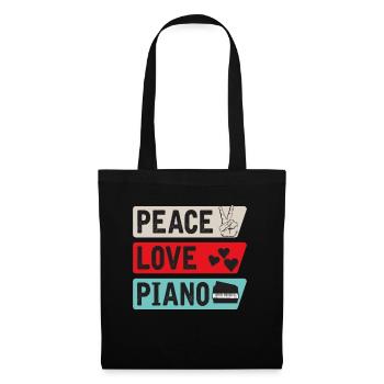 Peace Love Piano Keyboard Instrument - Tote Bag - black - Front