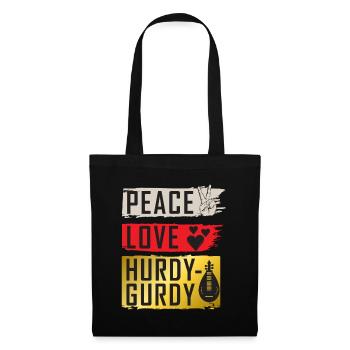 Peace Love Hurdy-Gurdy Instrument de musique - Sac en tissu - noir - Devant