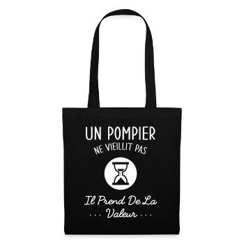 Un Pompier Ne Vieillit Pas Humour Idée Cadeau - Sac en tissu - noir - Devant