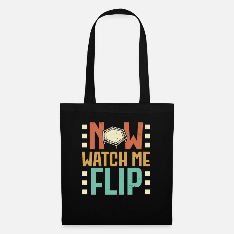 Now Watch Me Flip Trampolining Trampolin - Stoffbeutel - Schwarz
