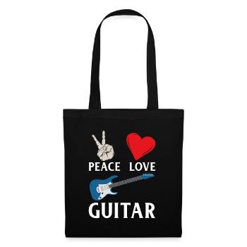 Peace Love Guitar Guitarist Guitar Lover - Tote Bag - black - Front