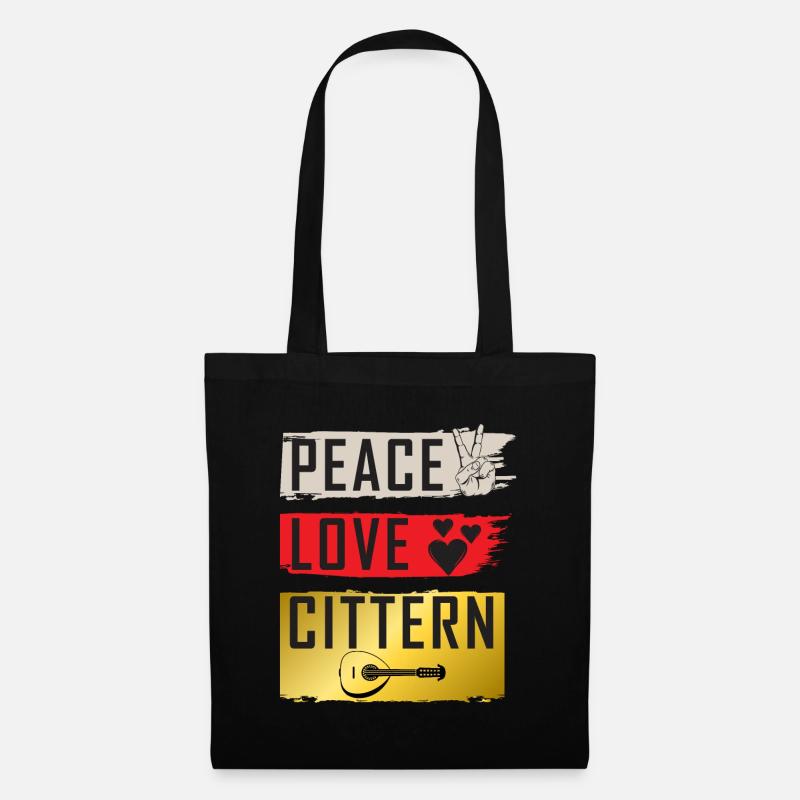 Peace Love Cittern Irish Step dancing - Tote Bag - black