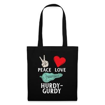 Peace Love Hurdy Gurdy Instrument - Tote Bag - black - Front