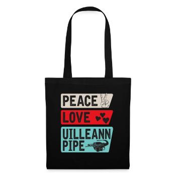 Peace Love Uilleann Pipe Instrument - Sac en tissu - noir - Devant