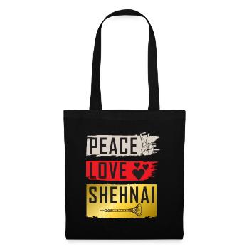 Peace Love Shehnai Musical Instrument - Stoffbeutel - Schwarz - Vorne