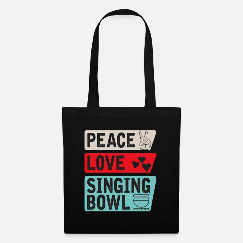 Peace Love Singing Bowl Instrument - Stoffbeutel - Schwarz