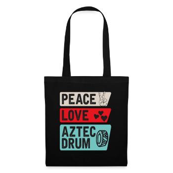 Peace Love Aztec Drum Musical Instrument - Tote Bag - black - Front