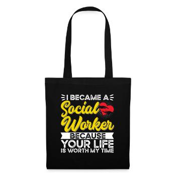 School Social Work Month Heart - Stoffbeutel - Schwarz - Vorne