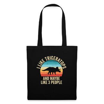 Ich mag Triceratops Geschenk Humor Dinosaurier - Stoffbeutel - Schwarz - Vorne