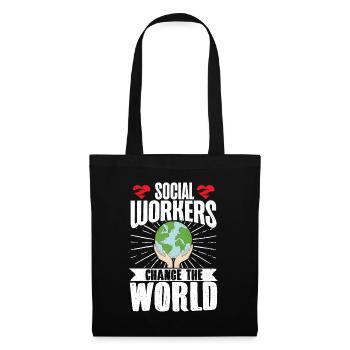 School Social Work Month Globe - Stoffbeutel - Schwarz - Vorne