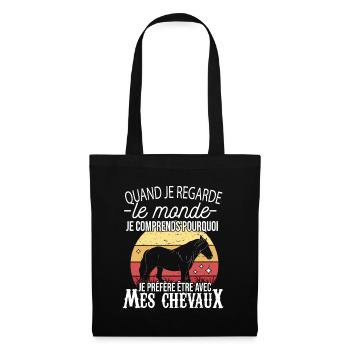 Cadeau Cheval Fille Préfère Être Avec Mes Chevaux - Sac en tissu - noir - Devant