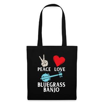 Peace Love Bluegrass Banjo Instrument - Stoffbeutel - Schwarz - Vorne