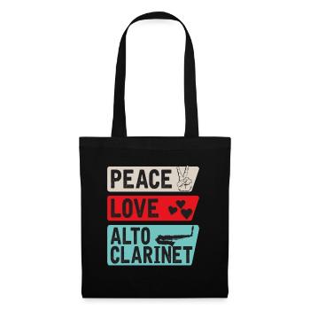 Peace Love Alto Clarinet Instrument - Tote Bag - black - Front