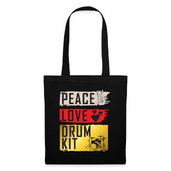 Peace Love Drum Kit Instrument Drummers - Tote Bag - black - Front