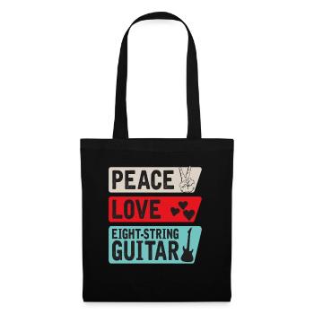 Peace Love Eight-String Guitar Music - Stoffbeutel - Schwarz - Vorne