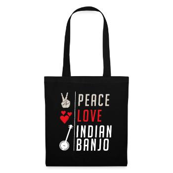 Peace Love Indian Banjo Instrument Music - Stoffbeutel - Schwarz - Vorne