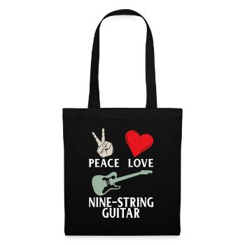 Peace Love Nine String Guitar Instrument - Tote Bag - black - Front