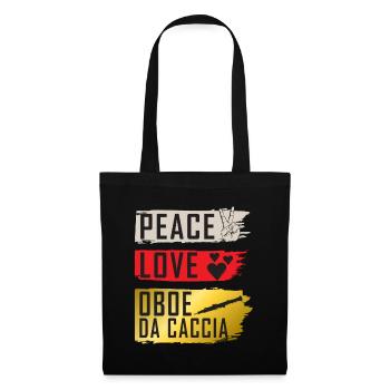 Peace Love Hautbois Da Caccia Instrument - Sac en tissu - noir - Devant
