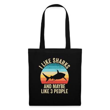 Ich liebe Sharks Gift Funny Ocean - Stoffbeutel - Schwarz - Vorne