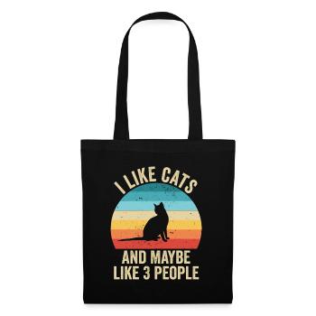 Ich mag Katzen Geschenk Humor Tiere - Stoffbeutel - Schwarz - Vorne