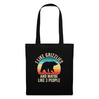Ich liebe Grizzly Gift Humor Tiere - Stoffbeutel - Schwarz - Vorne