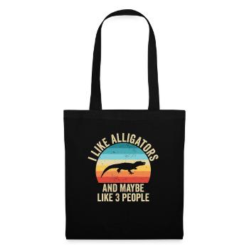 Ich liebe Alligatoren Geschenk Humor Tiere - Stoffbeutel - Schwarz - Vorne